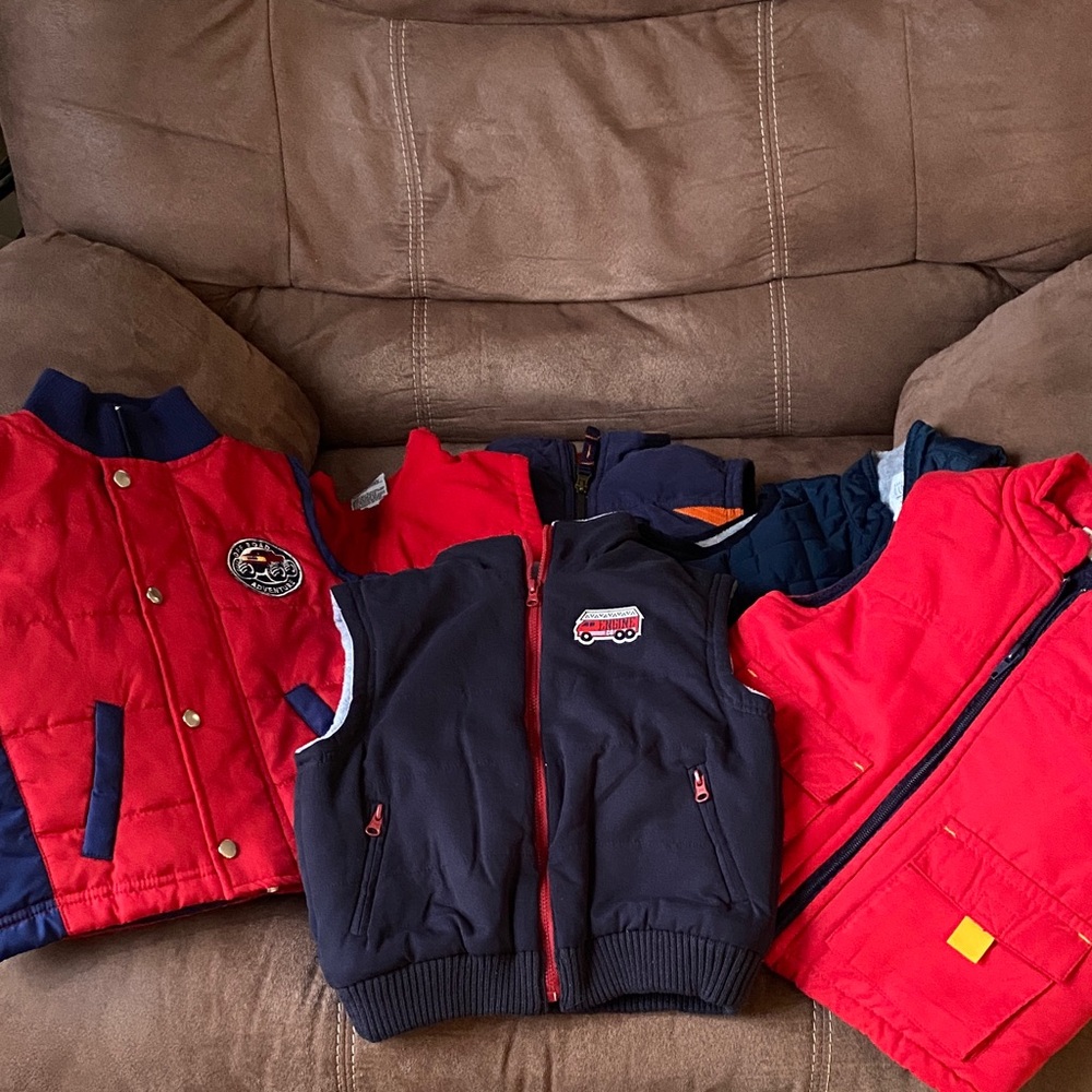 Red and Navy Kids' Vests Set of 6